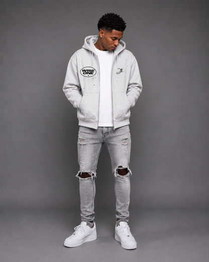 Grey Faded Mens Hoodie