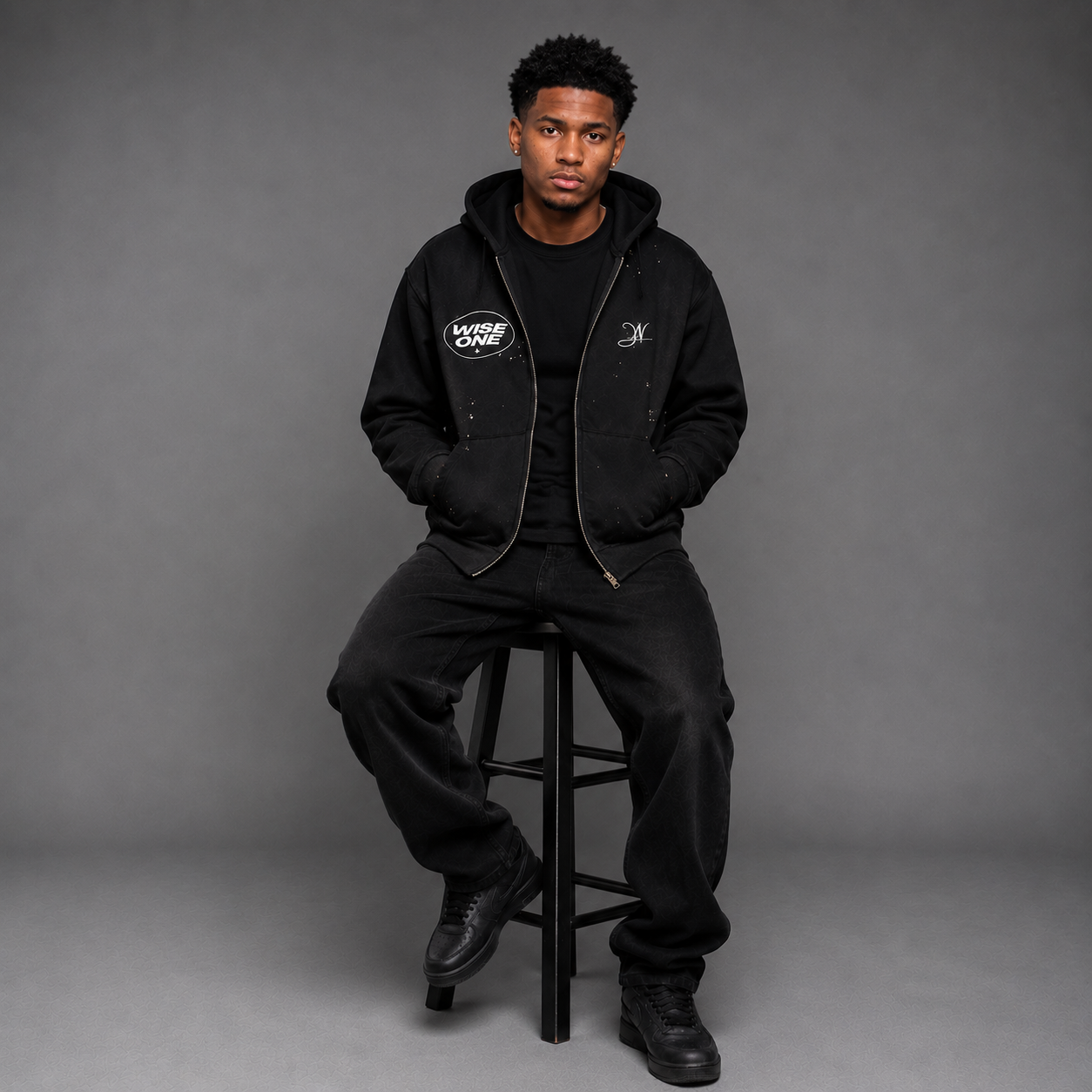 Black Faded Mens Hoodie
