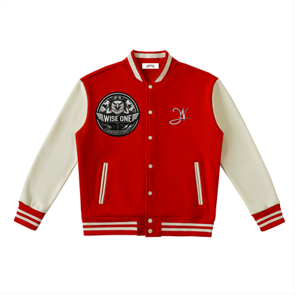 Red "Knowledge Is Power" Varsity Jacket