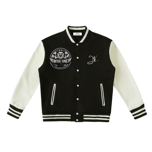 Black "Knowledge Is Power" Varsity Jacket