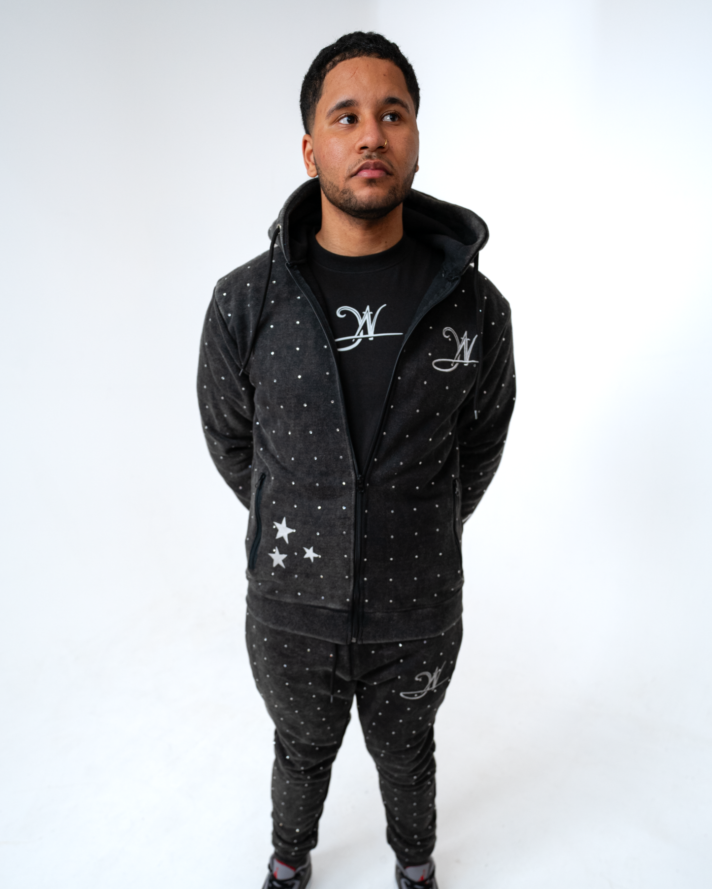 1of1 Black Rhinestone Tracksuit