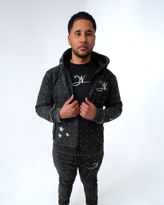 1of1 Black Rhinestone Tracksuit