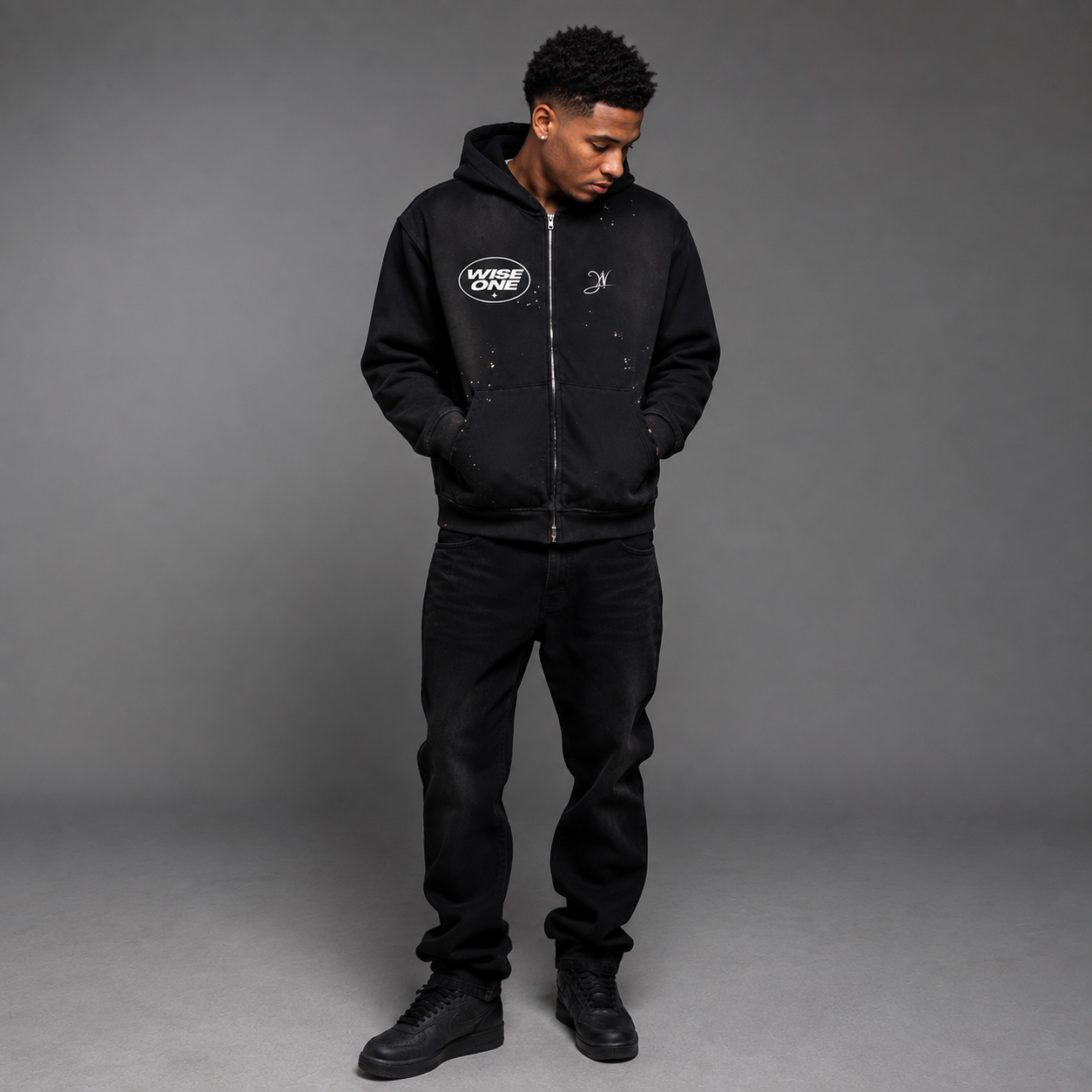 Black Faded Mens Hoodie