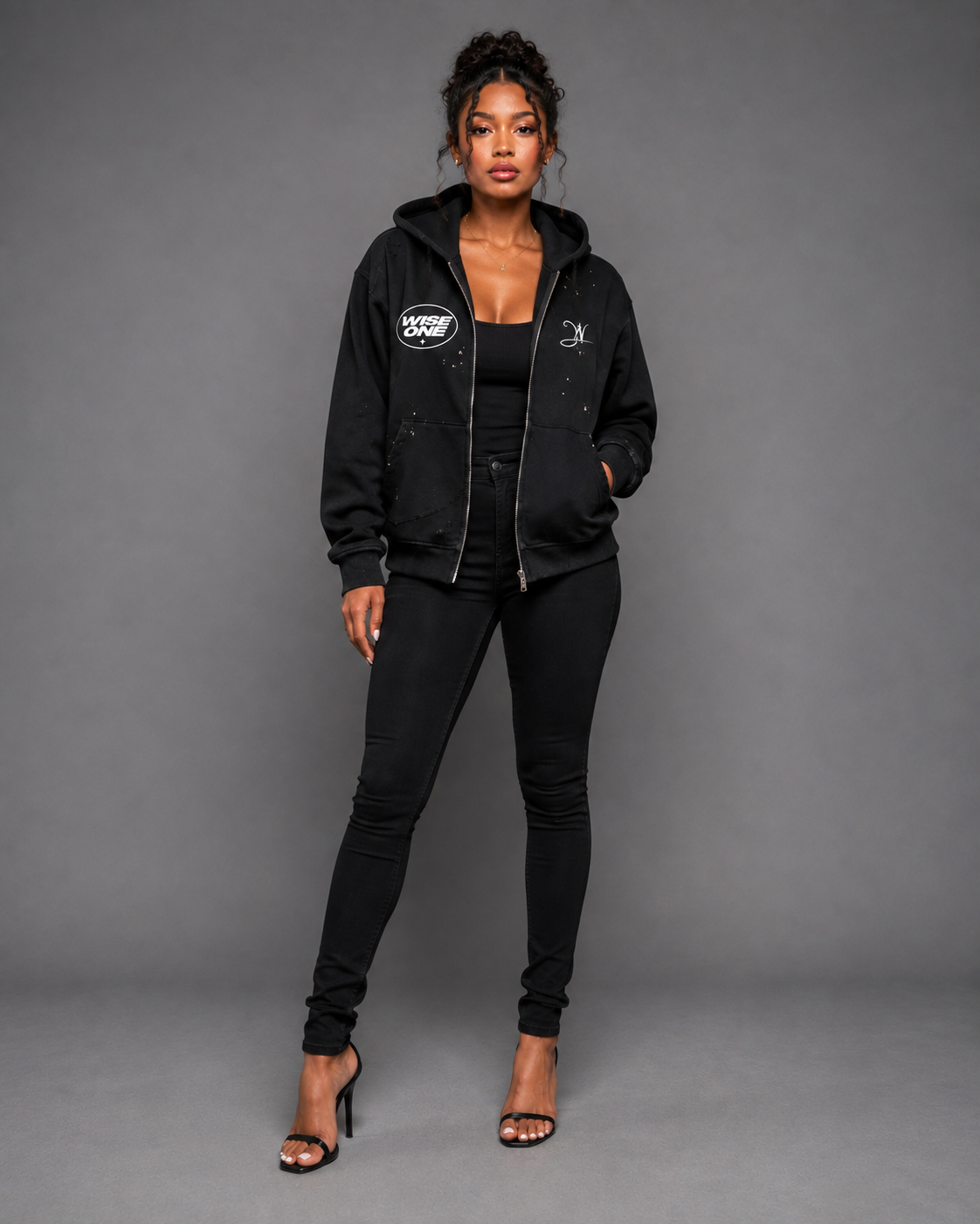 Black Faded Womens Hoodie