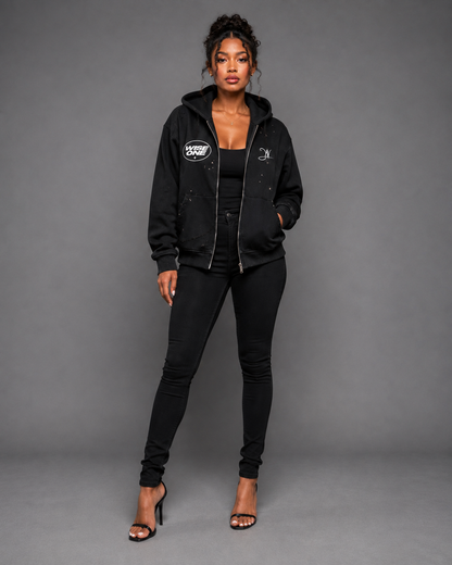 Black Faded Womens Hoodie